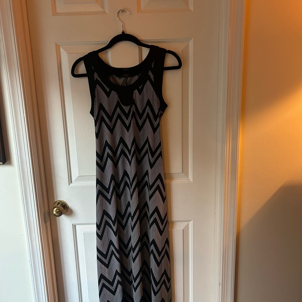 Susan Lawrence Black and White Zigzag Maxi Dress